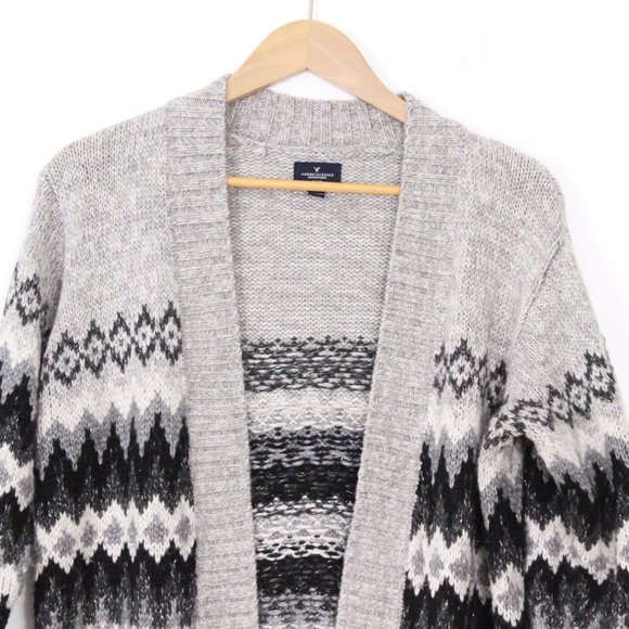 *American Eagle Grey Black Boho Cardigan - Picture 3 of 6